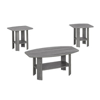 Monarch Specialties 7925P Table Set - 3Pcs Set/Grey-Coffee Table : 16 x 36 x 22 End Table : 20 x 20 x 20