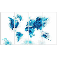 Designart Blue Map Canvas Art Print, (PT2708-3-271)-Print