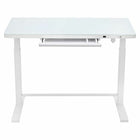 Uncaged Ergonomics Rise Up Glass Top Electric Height Adjustable Sit/Stand Desk - White-Height Range: 27-46.3"
