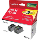 Canon PGI-35/CLI-36 Black/Colour Ink Cartridges, Value Pack (1509B011)-Includes one PGI-35 Black ink cartridge and one CLI-36 Colour ink cartridge