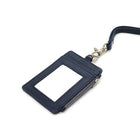 ASHLIN DESIGNER, ENRIQUE, I.D. Holder Lanyard Zippered Cases, Cowhide Napa, Navy Blue-FRONT panel: ID pocket