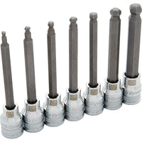 Dynamic Tools 3/8" Drive 7 Piece SAE, Long Ball Nose, Hex Socket Set, 1/8" - 3/8"-Contains: 1/8", 5/32", 3/16", 7/32", 1/4", 5/16", 3/8
