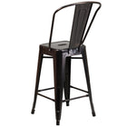 Flash Furniture – Tabouret de comptoir en métal, int/ext, hauteur de 24,25 po, fini noir/or patiné, 4/bte (CH3132024GBBQ)-Dos courbé avec latte verticale