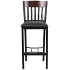 Flash Furniture Eclipse Series Vertical Back Black Metal & Walnut Wood Restaurant Barstool with Black Vinyl Seat-Metal Dining Bar Stool