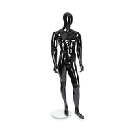 Can-Bramar RP Adult Male Abstract Mannequin 72.5"H, 12" Dia Glass Base, Shiny Black-Adult Male Abstract Mannequin in a shiny black finish.