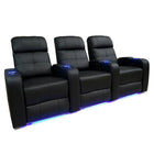 Valencia Verona Leather Air Home Theatre LED Manual Recliner, 3-Seats, Black (3-BLK-ML)-Wrapped in Premium Leather Air