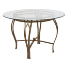 Flash Furniture - Table à manger Syracuse en verre ronde de 45 po avec cadre en métal doré mat-Surface en verre trempé transparent