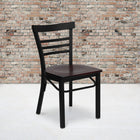 Flash Furniture HERCULES Series Black Three-Slat Ladder Back Metal Restaurant Chair - Mahogany Wood Seat - 2 Pack-Welded Joint Assembly