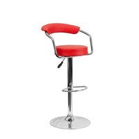Plata Import Quintin Adjustable Stool, Red (ST-8128-R)-Bar Stool