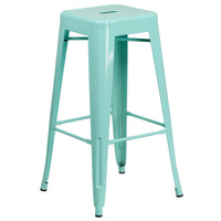 Flash Furniture 30" High Backless Mint Green Indoor-Outdoor Barstool-Stackable Industrial Style Modern Stool