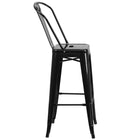 Flash Furniture Commercial Grade 30" High Black Metal Indoor-Outdoor Barstool with Back-Curved Back with Vertical Slat