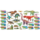 Ensemble de tableau d'affichage des dinosaures à la découverte des tendances-Comparez la taille des dinosaures aux personnes et aux véhicules ; apprendre où vivaient les différentes espèces.