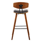 Armen Living - Fox 66 cm Tabouret en Simili Cuir Marron - Bois de Noyer-Assemblage requis