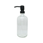 Wamaco 16oz Glass Bottle with Black Pump, Clear, 4 Pack-16 oz