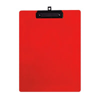 Geo Plastic Clipboard, Letter, 9" x 12", Red, 12 Pack-Clipboard made of strong plastic with retractable hook.