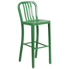 30'' Round Green Metal Indoor-Outdoor Bar Table Set with 2 Vertical Slat Back Barstools [CH-51090BH-2-30VRT-GN-GG]-4
