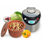Vitaclay Smart Organic Multicooker with High-Fired Clay Pot, Oval 8 Cup, 4 Qt, Black & Stainless Steel-8 Cups capacity