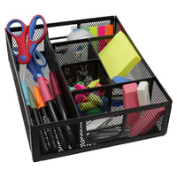 Staples Metal Mesh Drawer Organizer - 6-Slot - Black-Drawer organizer designed to fit inside desk, office, or home drawers