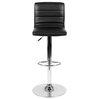 Flash Furniture Contemporary Black Vinyl Adjustable Height Barstool with Horizontal Stitch Back & Chrome Base-Contemporary Style Stool