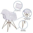 Flash Furniture Allure Series Transparent Side Chair with Gold Base-Gold Metal Base with Bracing