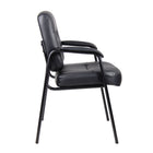 Nicer Furniture Black Leather Metal Leg Guest Chair-Black leatherette upholstery