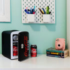 Coca-Cola Zero Portable 6 Can Thermoelectric Mini Fridge Cooler/Warmer - 4 L / 4.2 qt-Self-locking door handle