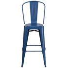 Flash Furniture Commercial Grade 30" High Distressed Antique Metal Indoor-Outdoor Barstool with Back - Blue-Set of 4 Bistro Style Bar Stools