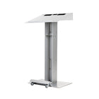 Urbann Y55 Lectern With Wheels - Mahogany Wood, Aluminum Grey-Colour: Light grey