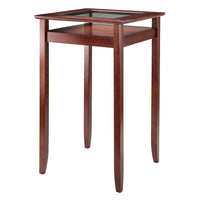 Winsome Halo Pub Table with Glass Top, Walnut Finish, (94127)-Walnut Finish, Solid Wood and Glass