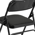 Flash Furniture HERCULES Series Curved Triple Braced & Double-Hinged Black Patterned Fabric Metal Folding Chair-22mm x 1.2mm Round Steel Pipe Frame