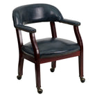 Flash Furniture – Chaise de conférence au dossier ajouré en vinyle, accoudoirs fixes, bleu-Style traditionelle