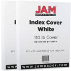 JAM Paper Vellum Bristol Index Cardstock, 8.5 x 11, 110lb White, 2 packs of 50 (169855g)-White
