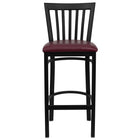 Flash Furniture HERCULES Series Black School House Back Metal Restaurant Barstool - Burgundy Vinyl Seat - 2 Pack-Set of 2 Metal Dining Bar Stools