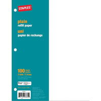 Staples Refill Paper - Plain - 8-3/8" x 10-7/8" - 100 Sheets-Keep your binders stocked