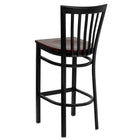 Flash Furniture HERCULES Series Black School House Back Metal Restaurant Barstool - Mahogany Wood Seat-Mahogany Finished Wood Seat