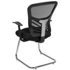 Flash Furniture Black Mesh Side Reception Chair with Chrome Sled Base-Built-In Lumbar Support