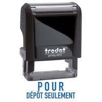 Trodat Printy "POUR DEPOT SEULEMENT" Blue Ink Self-Inking Stamp 4911-Each stamp contains up to 65% post-consumer recycled plastic