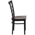 Flash Furniture HERCULES Series Black Window Back Metal Restaurant Chair - Walnut Wood Seat - 2 Pack-Walnut Finished Wood Seat