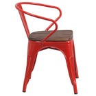 Flash Furniture - Chaise en métal rouge avec siège et accoudoirs en bois-Quantité de pile: 8