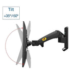 North Bayou 17"-27" Gas-Strut Monitor Wall Mount - F120-B, Black-Rotation: 360 degrees, Swivel: 180 degrees, Tilt: + 35  degrees- 50  degrees