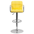 Flash Furniture Contemporary Quilted Vinyl Adjustable Height Barstool with Arms & Chrome Base - Yellow-Contemporary Style Stool