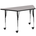 Flash Furniture Mobile 24''W x 48''L Trapezoid Activity Table with 1.25'' Grey Laminate Top, Adjustable Legs (XUA2448TRPGYHAC)-Gray/Chrome, Laminate, Steel