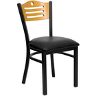 Flash Furniture HERCULES Series Black Slat Back Metal Restaurant Chair - Natural Wood Back, Black Vinyl Seat-500 lb. Weight Capacity