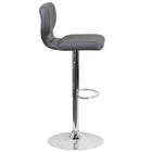 Flash Furniture Contemporary Grey Vinyl Adjustable Height Barstool with Vertical Stitch Back & Chrome Base-Grey Vinyl Upholstery