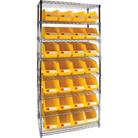 Kleton Heavy-Duty Wire Shelving Units With Storage Bins, 8 Tiers, 36" W x 74" H x 18" D - Yellow-Depth: 18"