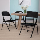 Flash Furniture Hercules Series Triple Braced & Quad Hinged Metal Folding Chair, Black, 4 Pack-Non-Marring Floor Glides