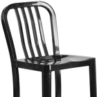 Flash Furniture Commercial Grade 30" High Black Metal Indoor-Outdoor Barstool with Vertical Slat Back - 2 Pack-Galvanized Steel Construction