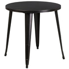 30'' Round Black-Antique Gold Metal Indoor-Outdoor Table Set with 2 Vertical Slat Back Chairs [CH-51090TH-2-18VRT-BQ-GG]-Black-Antique Gold Powder Coat Finish