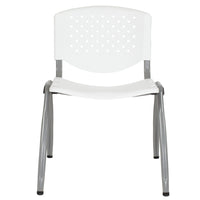 Flash Furniture HERCULES Series Plastic Stack Chair with Titanium Grey Powder Coated Frame - White-Set of 5 Multipurpose Stack Chairs