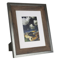 kieragrace Railtown Benton Frame - 8" x 10", Matted for5" x 7", Iron Grey, Walnut Wood-Iron grey with black walnut wood inner photo frame